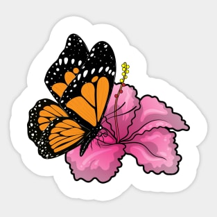 Butterfly Hibiscus Flower Sticker